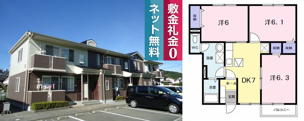 ハッピースクエアー II 103の外観と間取り図