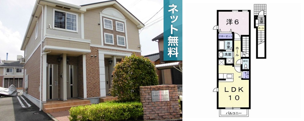 グリーン ビラ A 202の外観と間取り図