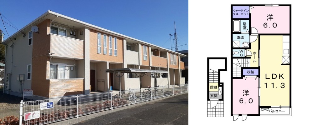 カリーナガーデン 202の外観と間取り図