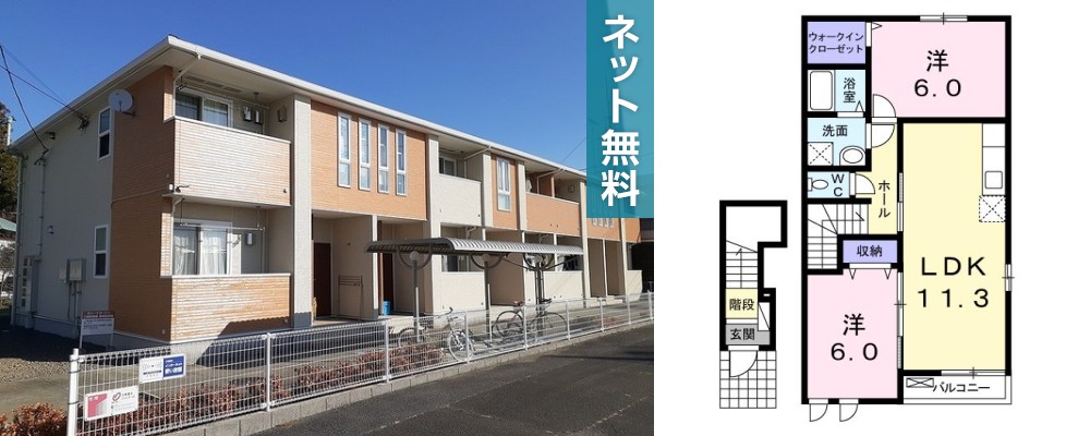 カリーナガーデン 206の外観と間取り図
