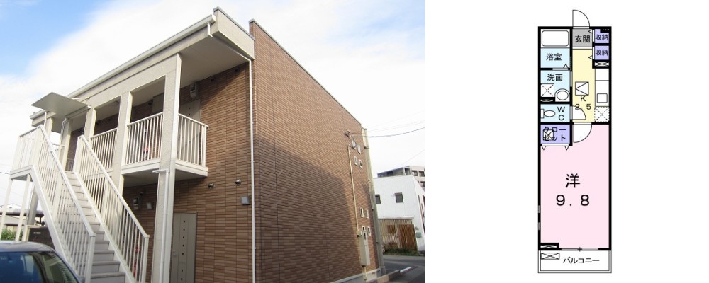 シャルム北島 103の外観と間取り図