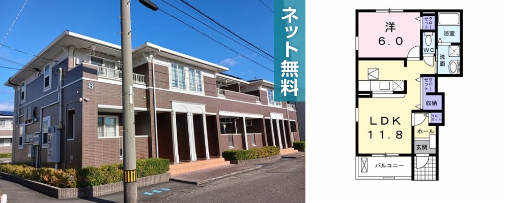 サニースクエアB 101の外観と間取り図