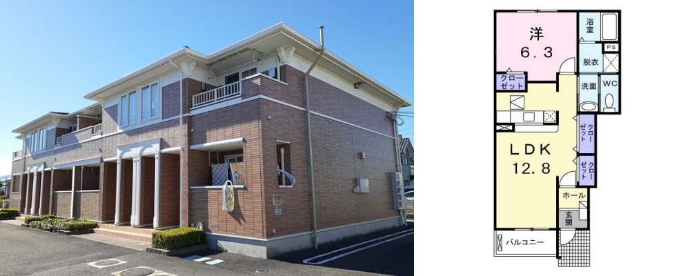 レジデンス福園 101の外観と間取り図