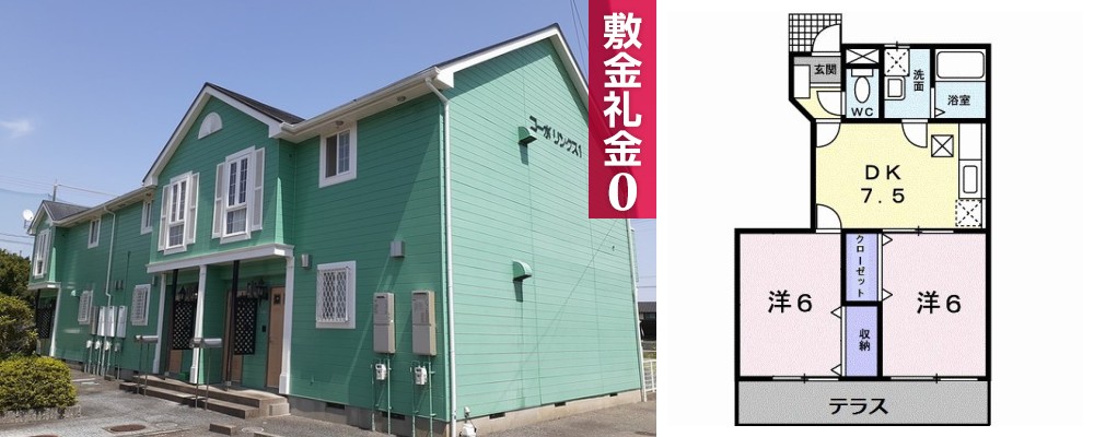 コーポリンクス1 102の外観と間取り図