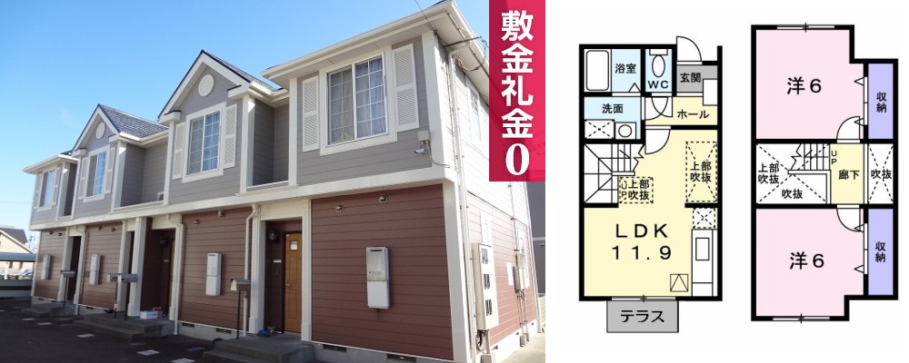 ビレッジあいC 103の外観と間取り図