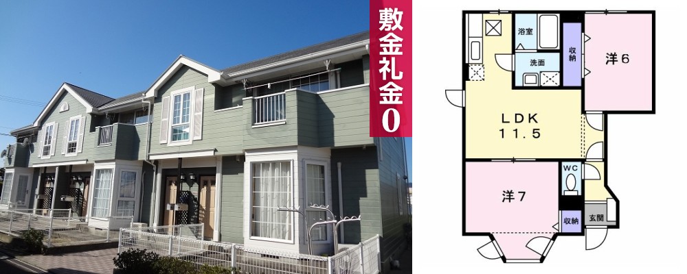 ビレッジあいD 101の外観と間取り図