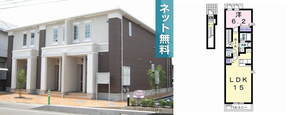 フレンテ 201の外観と間取り図