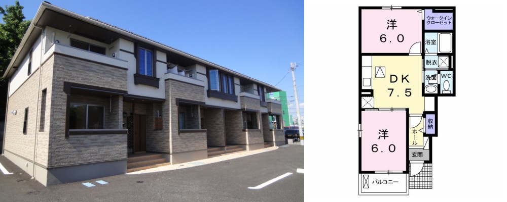 ユーズフラット 101の外観と間取り図