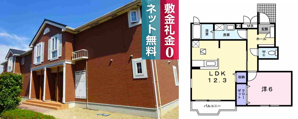 ヴィラ・クリオネB 103の外観と間取り図