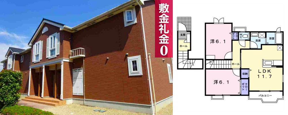 ヴィラ・クリオネB 201の外観と間取り図