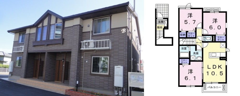 ラ ルーチェ B 201の外観と間取り図