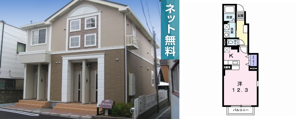 サンリットA 101の外観と間取り図