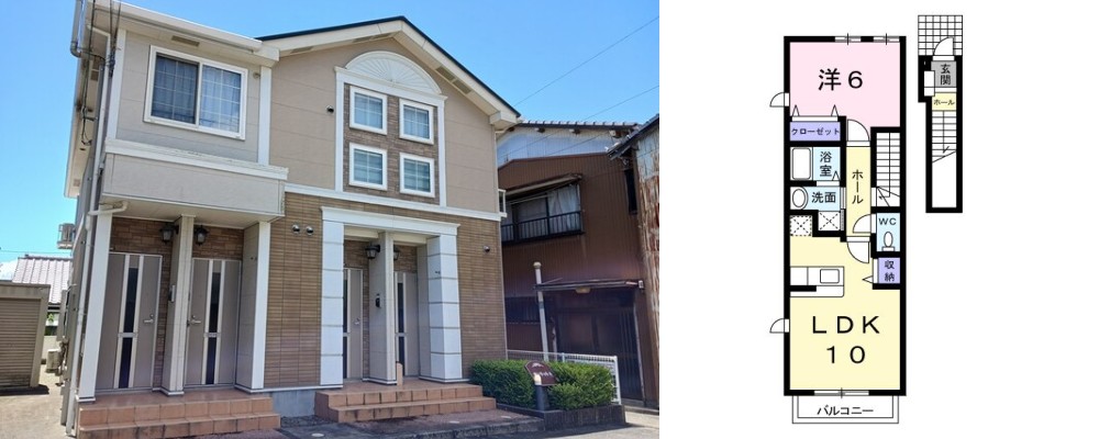 サンリットA 202の外観と間取り図