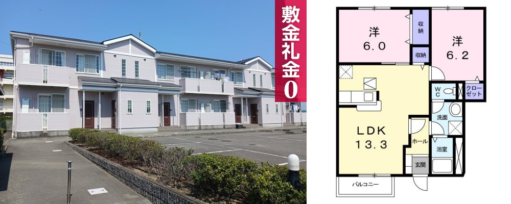 サンシェールB 103の外観と間取り図