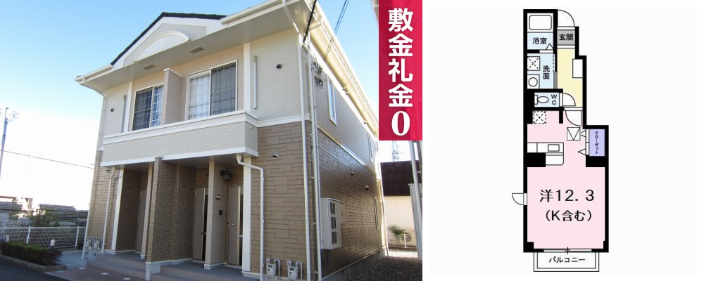 パトリB 102の外観と間取り図