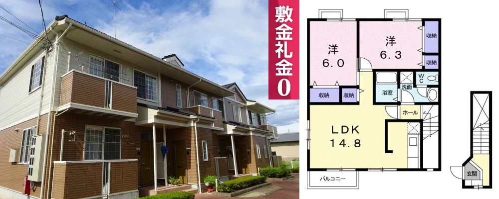 ハートフル鴨島 A 201の外観と間取り図