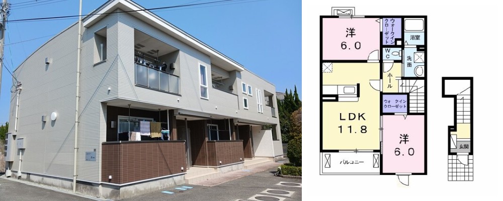 メゾンオーシャンA 202の外観と間取り図
