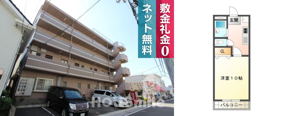 住吉 マンション 1K 402の外観と間取り図