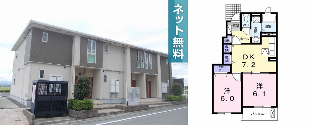 グリーンハイツ古城A 102の外観と間取り図