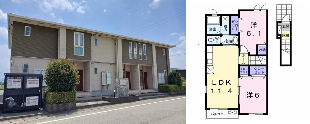 グリーンハイツ古城A 203の外観と間取り図