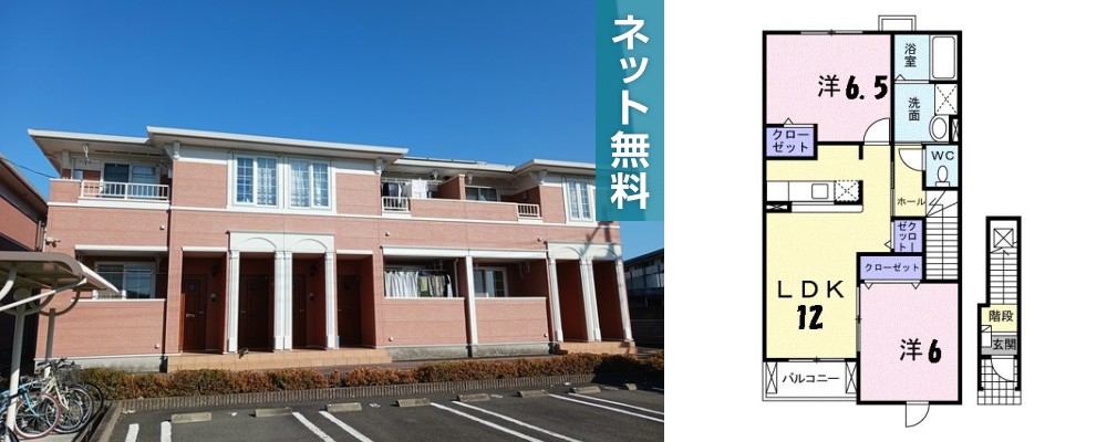 プラシード本浦 B 201の外観と間取り図