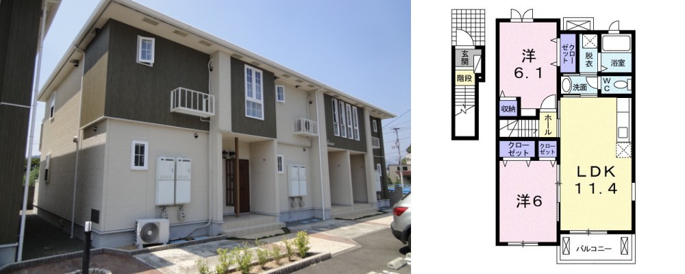 プランドール ドゥー 201の外観と間取り図