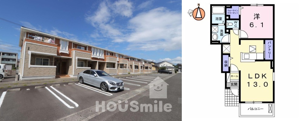 ミルト西新浜I 105の外観と間取り図