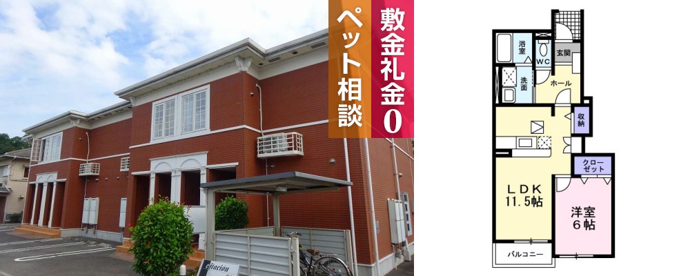 エスタシオン湯立 105の外観と間取り図