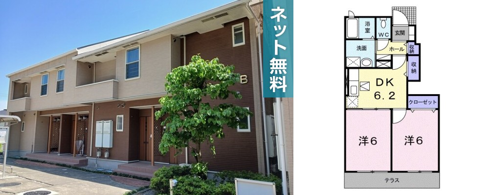 サンシャインオールウェイズB 102の外観と間取り図