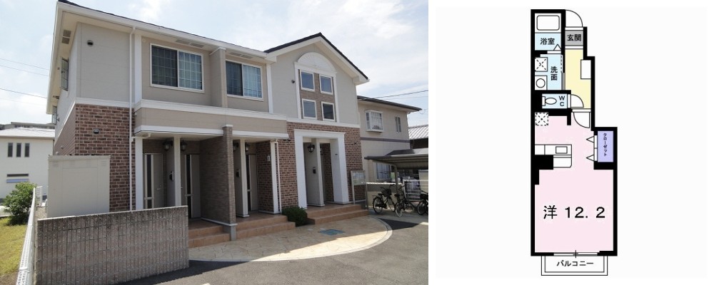 セレスタイト 102の外観と間取り図