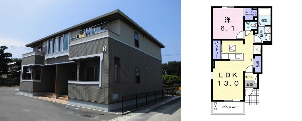 フォー クローバー B 101の外観と間取り図