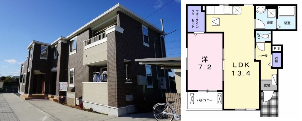 ルミエール六反地 101の外観と間取り図