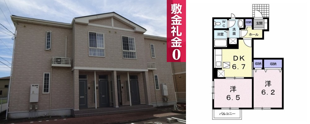 アビタシオン勝瑞E 102の外観と間取り図