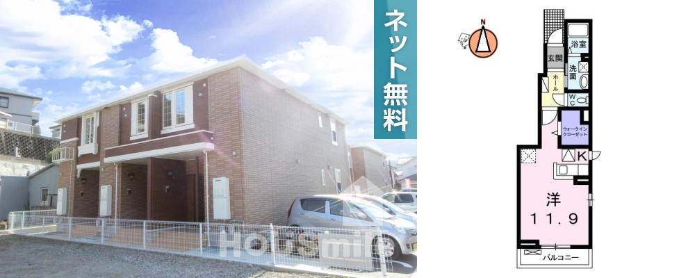 フィールドビーチ八万B 101の外観と間取り図