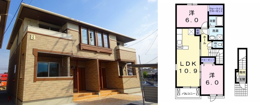 スマイリー鴨島 B 201の外観と間取り図