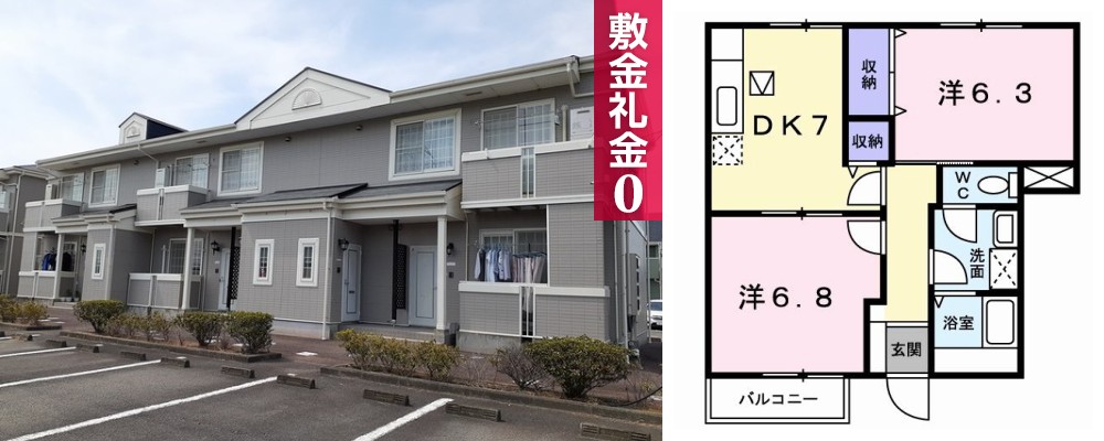 ビレッジあいB 101の外観と間取り図