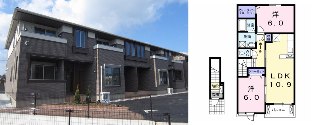 ハピネス 北島C 203の外観と間取り図