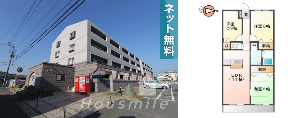 グランコート鈴の宮 207の外観と間取り図