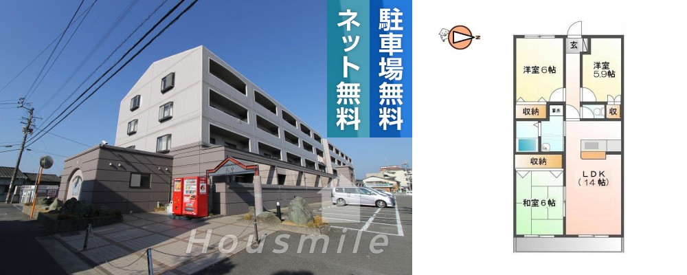 グランコート鈴の宮 311の外観と間取り図