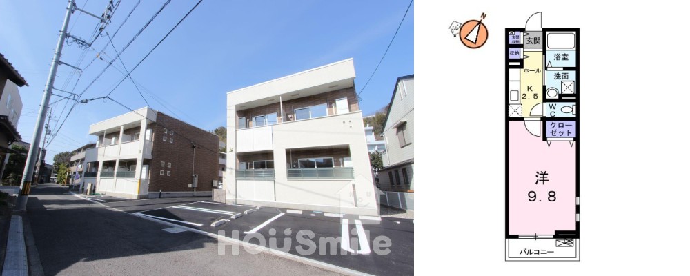 セレノ城南A 201の外観と間取り図