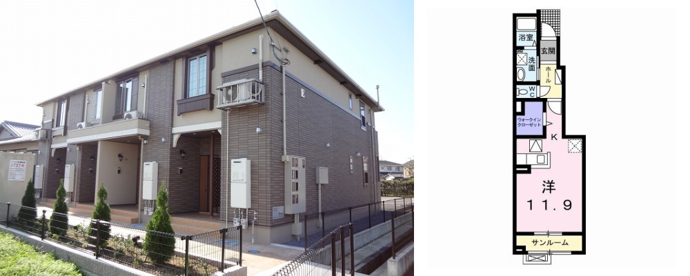 ハピネス 北島E 103の外観と間取り図