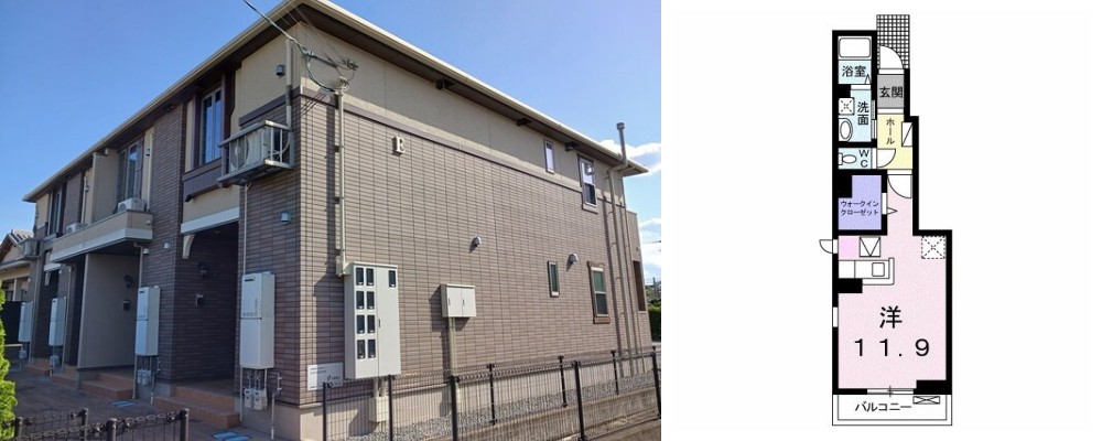 ハピネス 北島E 105の外観と間取り図