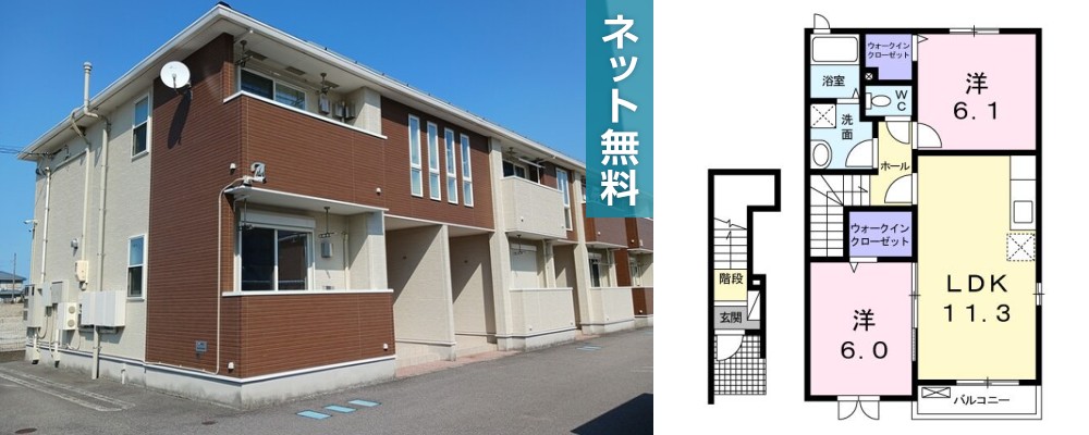 ルミエール下大野 A 203の外観と間取り図