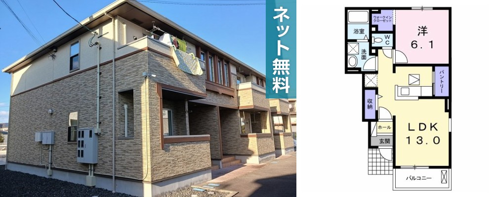 フルール 蘭B 103の外観と間取り図