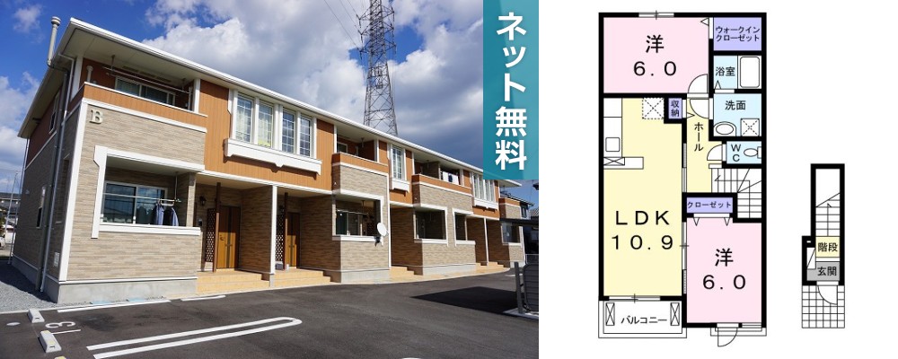 フルール 蘭II B 205の外観と間取り図