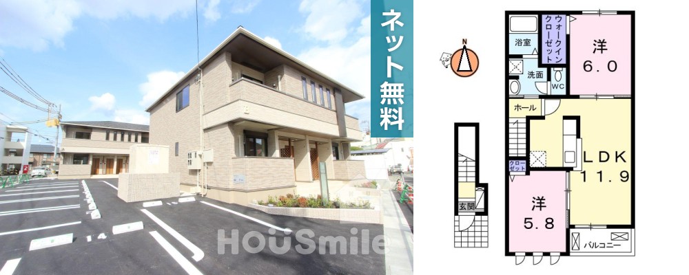テラ・クオーレA 202の外観と間取り図