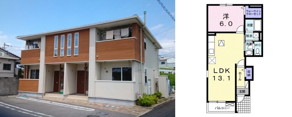 なでしこ 101の外観と間取り図