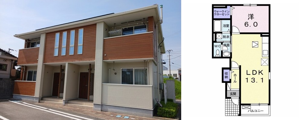 なでしこ 102の外観と間取り図