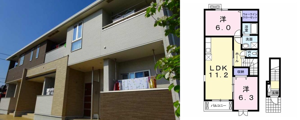 カーサ・フェリーチェ 201の外観と間取り図