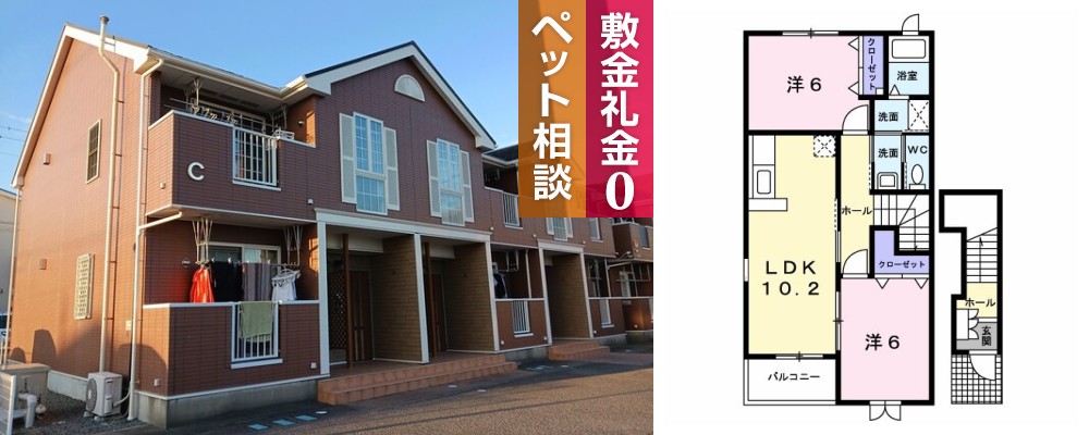 ヴィヴァーチェ 春日野 C 201の外観と間取り図